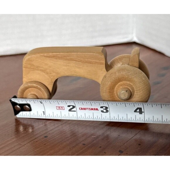 2 Wooden Vehicles 1 Wooden Tractor And 1 Car Wood Toy Collectible - Picture 7 of 8